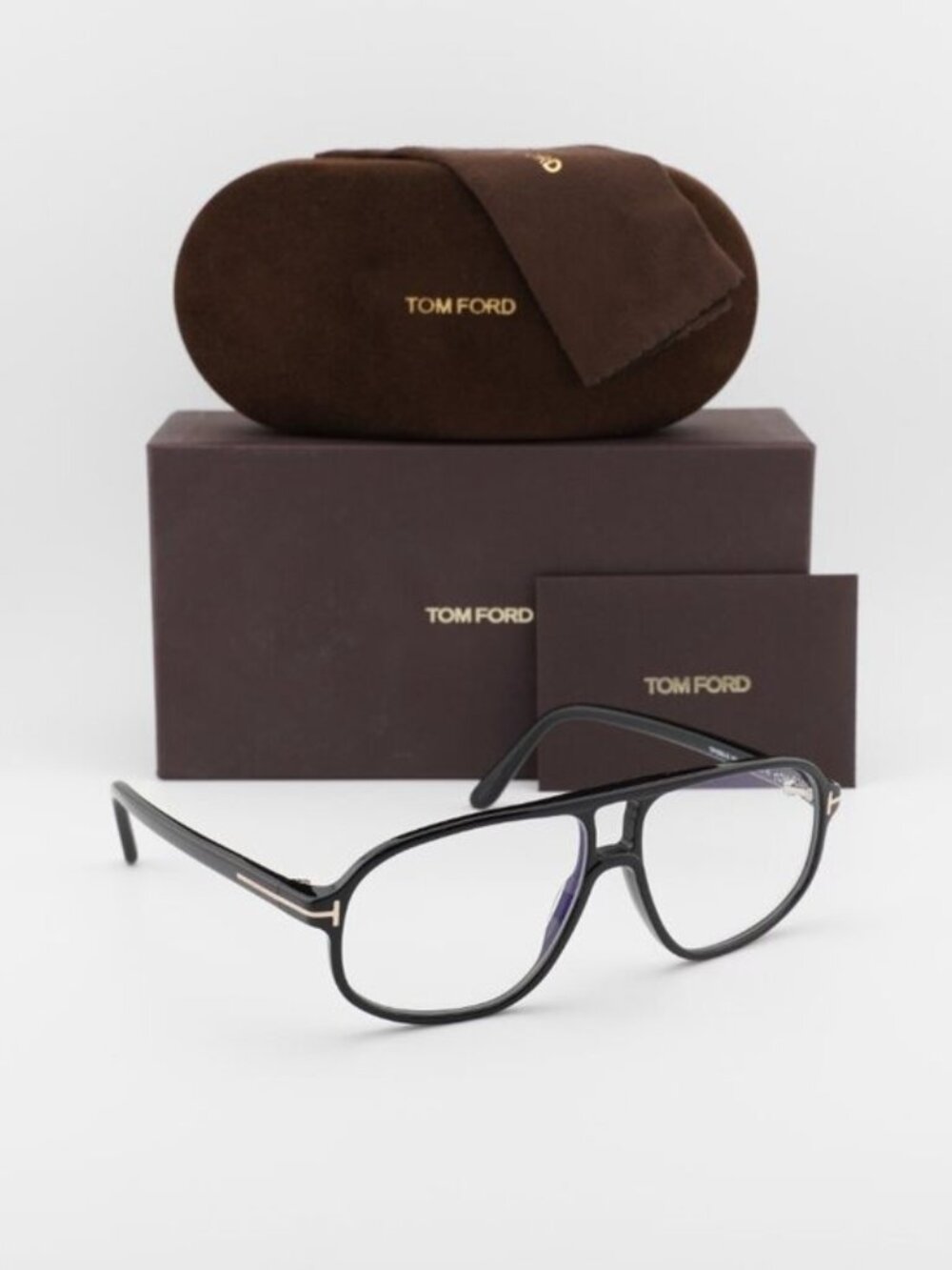 Tom Ford FT6082-B 001 Aviator Eyeglasses 57mm - Black / Blue Light Block